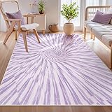Wonnitar Purple Rug for Bedroom Girls, Abstract Swirl 5x7 Area Rug for Nursery, Washable Ultra-Thin Ombre Soft Modern Carpet for Living Room Kids Room (5x7ft, Lavender/Multi)