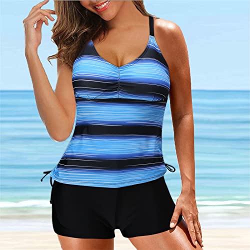 Bathing Suites Womens Extra Large Swimsuit For Women Split Solid Color Two Piece Bathing Suit Sunflower Swimsuit Top Blue #TOP2