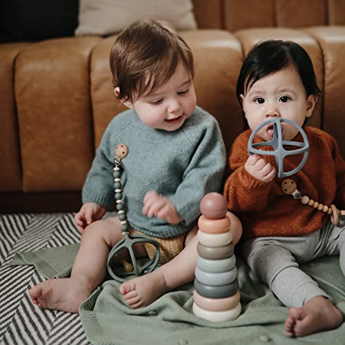 Image of mushie Silicone Baby Teether Ball Toy (Tradewinds)