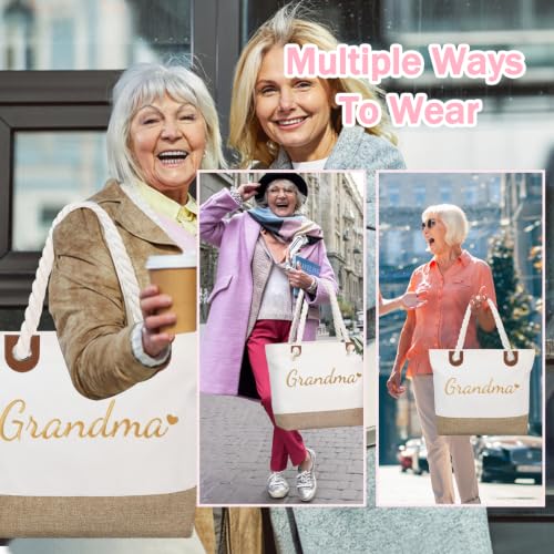 Image of GhvyenntteS Grandma Gifts from Granddaughter Grandson Grandchildren Grandkids, Grandma Birthday Gifts, Personalized Grandma Bag with Zipper
