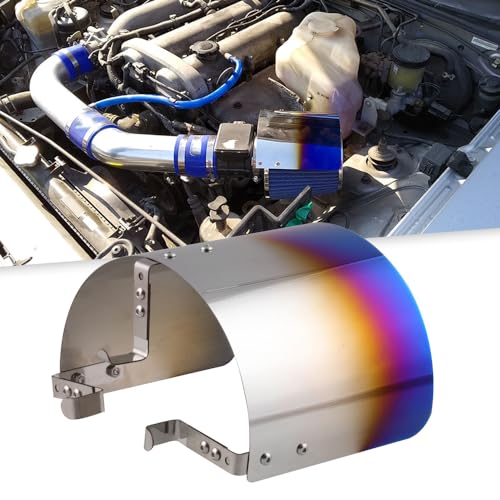 Jeyaic 汎用 エアクリーナー 遮熱板 カバー アフィルター遮熱板カバー 剥き出し型エアフィルターに対応 エアクリ エアインテークカバー ステンレス材質 耐熱性良く チタン焼き風