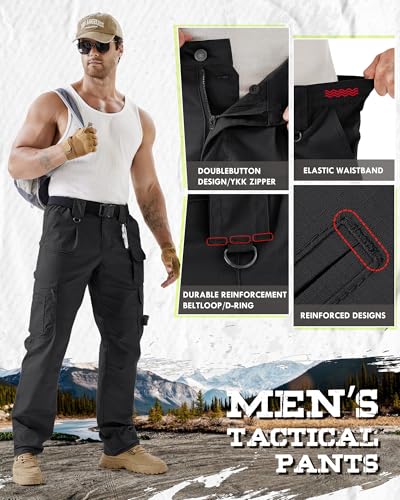 IGOLUMON Men's Stretch Tactical Pants, Breathable Ripstop Cargo Pants with 15 Pockets, Lightweight EDC Work Hiking Pants - Image 5