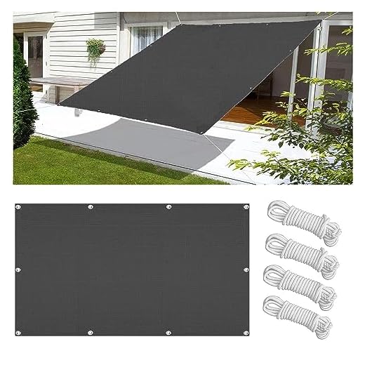 Toldo Vela de Sombra Rectangular Impermeable 1.8x2M Toldos Exterior Terraza Protección Rayos UV Resistente al Desgarro para Terraza Balcon Patio Exteriores Jardín con Ojales y Cuerdas de Fijación