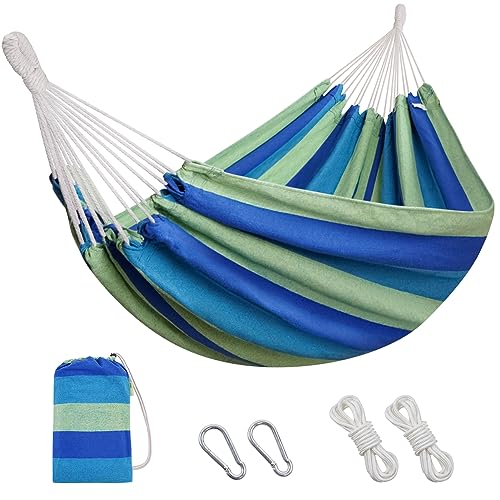 Image of INNO STAGE Brazilian Hammock with Tree Straps - Cotton Hammocks Portable Hammock with Carry Bag for Backyard, Porch, Outdoor and Indoor Use