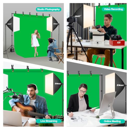 Image of EMART 7 x 10 FT Photography Lighting Kit with 85W LED Bulbs for Portrait