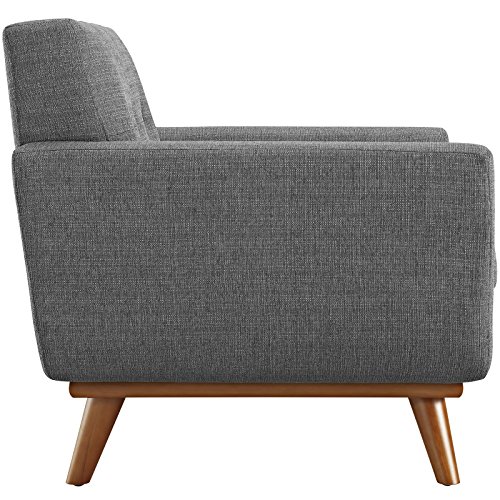 Modway Engage Mid-Century Modern Upholstered Fabric Accent Arm Lounge Chair, Wood In Gray, Armchair #TOP1