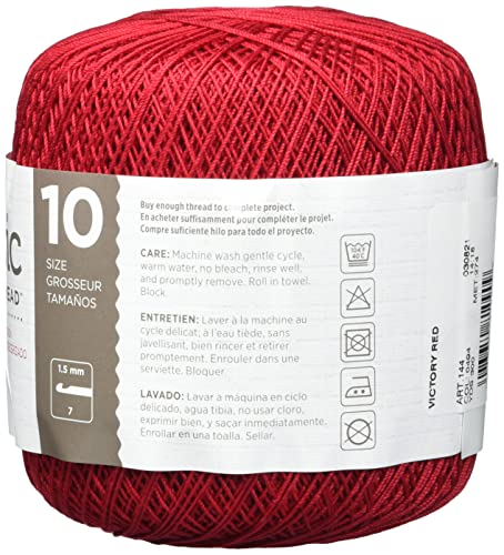 Image of Coats Crochet Red Heart Classic Crochet, Thread Size 10, Victory Red