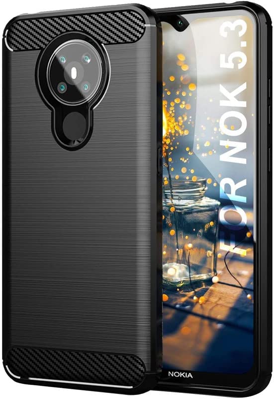 Image of Hybrid Carbon Fiber Back Case for Nokia 5.3 (Black)