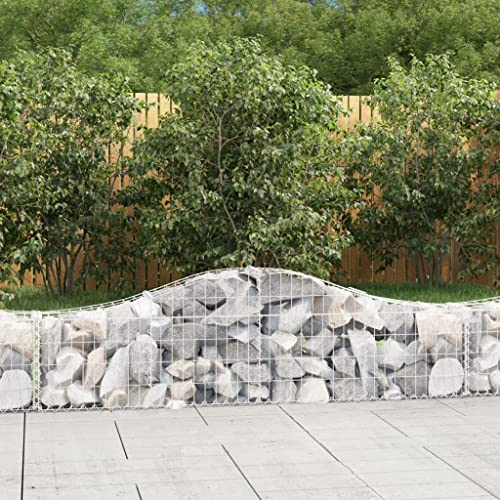 YUOTYRKTEJRSG Paniers a Gabions Arques 4 Pcs, Mur de Soutenement en Cage de Pierre, Barriere de Jardin Decorative et Insonorisante, Fer Galvanise 3.5mm,...