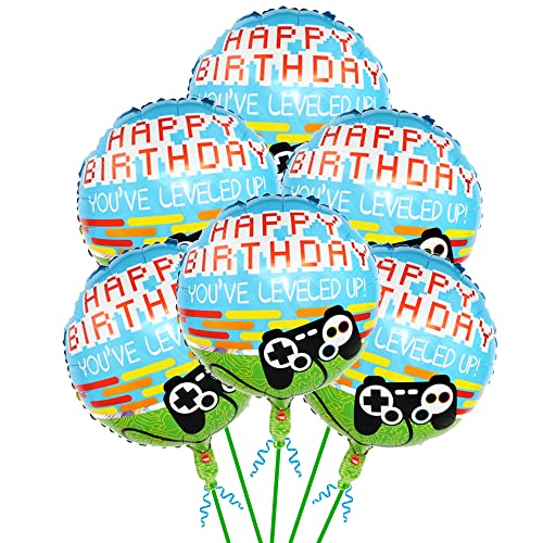Image of Happy Birthday Round Foil Balloons Game Pad Pack of 6