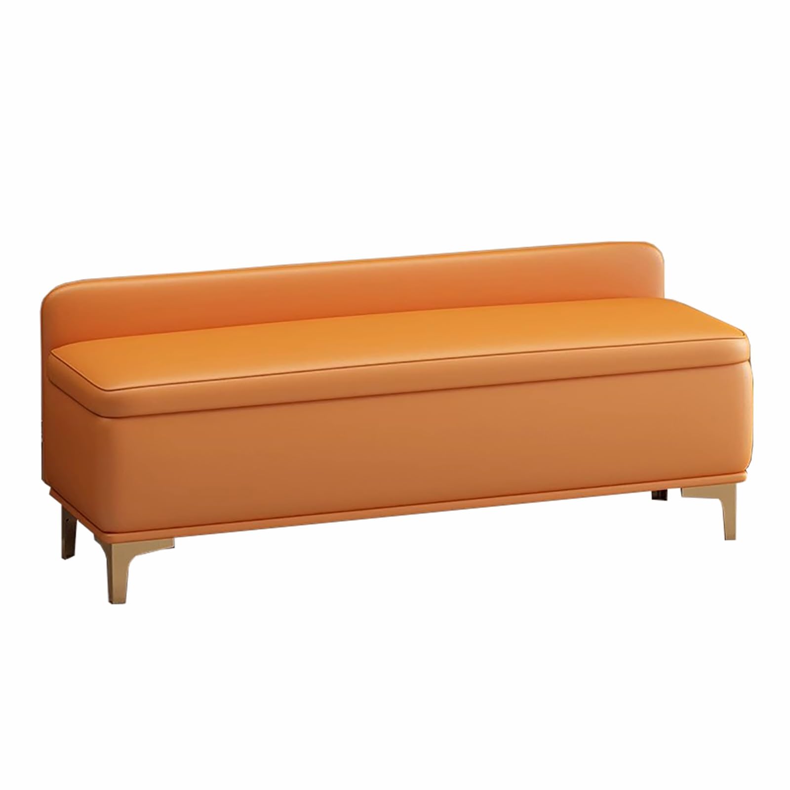 Banc de rangement compact orange pour en finir avec le désordre
