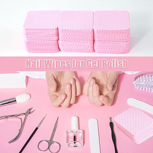 Qufiiry 300 Pcs Lint Free Wipes for Nails, Nail Wipes for Gel Polish, Nail Wipe Pads Lint Free Art UV Gel Polish Absorbent Remover Wipes, for Manicure and Clean DIY Nail Art(Pink) - Image 7