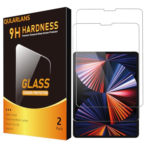 Qularlans 2 Pack Screen Protector for iPad Pro 12.9 Inch 6th/ 5th/ 4th/ 3rd Generation (2022/2021/ 2020/2018), Anti-Scratch HD Clear Tempered Glass Film Apple Pencil Compatible