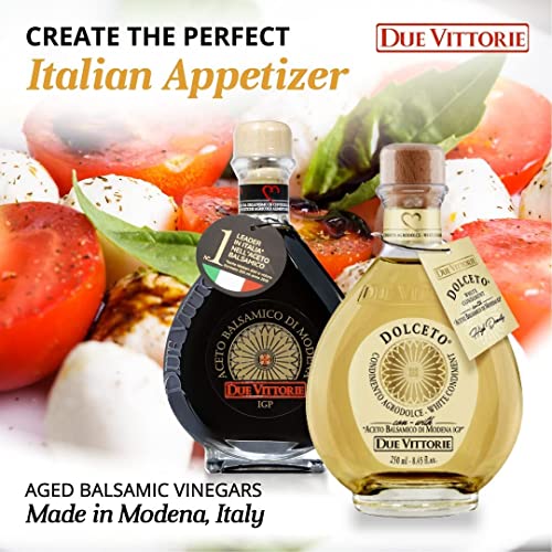Due Vittorie Oro Gold And Dolceto Balsamic Gift Set With Cork Pourer - Barrel Aged Balsamic Vinegar Of Modena Igp And White Balsamic Vinegar Dressing Made In Italy, Each 8.45 Fl Oz/250Ml / Pack Of 2 #TOP1