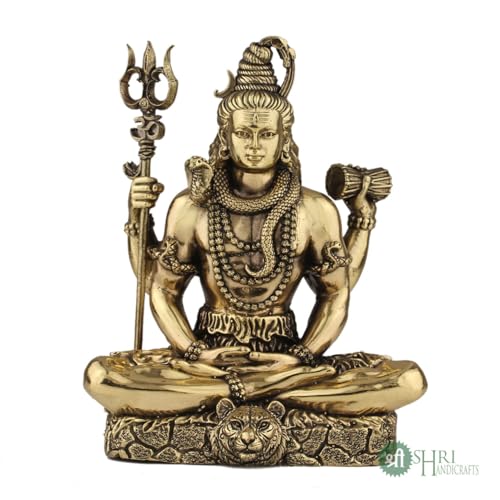 Image of Brass Lord Shiva Statue | 3 inch Shiv Padmasana Sitting Murti Hindu God Idol Figurine Perfect for Decoration Puja & Gifting Purpose Sculpture (Weight- 90gm)