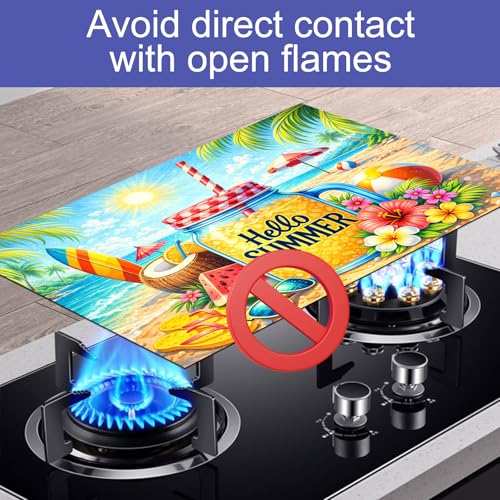 Image of HOMETITUTE Hello Summer Stove Top Cover 28x20 Juice Jar Beach Heat Resistant