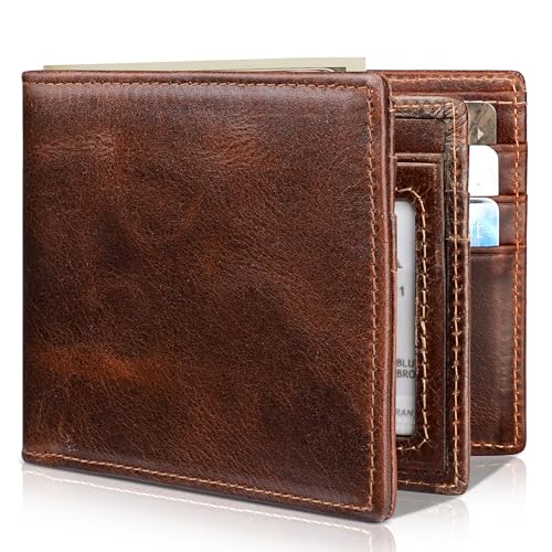Artpaxy Mens Wallet Bifold Genuine Leather RFID Blocking Wallet for Men with 1 ID Windows 13 Card Holders 2 cash pockets 1 Gift Box