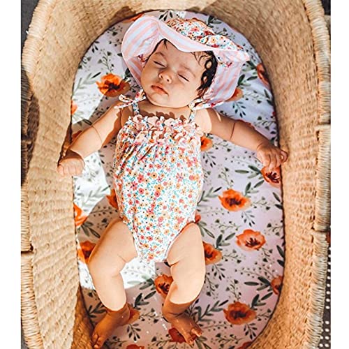 Moses Basket Baby Sheet Bassinet Set 2 Pack Sheet Cradle Fit For Halo Bassinet Swivel Sleeper Fitted Hourglass Bassinet Mattress Sheet (Floral) #TOP3