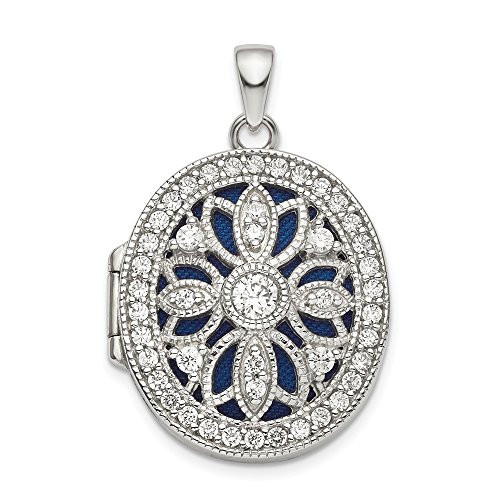 925 Sterling Silver Cubic Zirconia Cz Oval Photo Pendant Charm Locket Chain Necklace That Holds Pictures Fine Jewelry For Women Gifts For Her