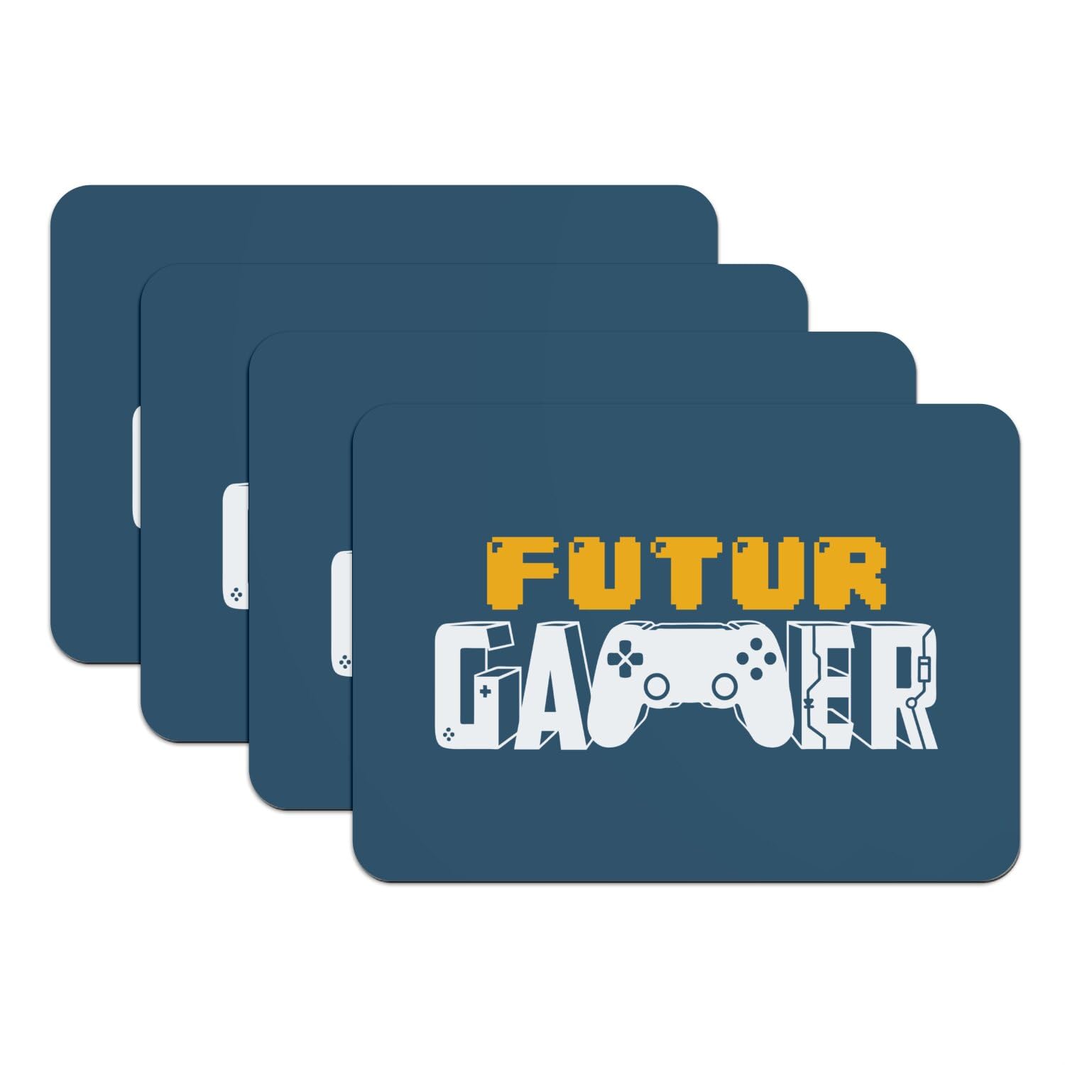 Set de table gamer bleu en caoutchouc lot de 4 tapis de jeux vidéo 39x28 cm