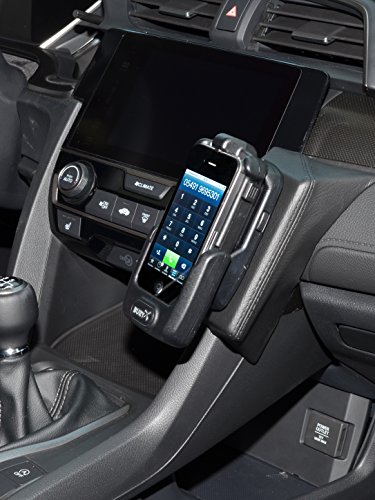 KUDA Consola de teléfono para (LHD) para Honda Civic a partir de BJ. 2017 en piel real Negro