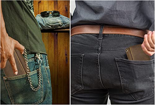 Genuine Leather Wallets for Men with Chain, Mens Wallet with Key Pouch, Bifold Wallet with 9 Card Holder4