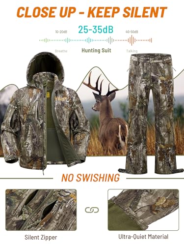 NEW VIEW Camo Hunting Clothes for Men, Quiet Warm Fleece Lining, Cold Weather Deer Hunting Jacket and Pants with Face Mask - Image 5