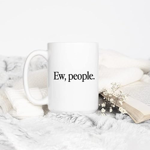 Miniatura 3 de Loftipop Ew People Funny Coffee Mug for Introvert, Sarcastic Gag Gift Women Men Friend Sister Brother Coworker, Sassy Fun Mugs (15oz)