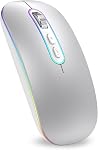 cimetech Wireless Bluetooth Mouse, Slim Rechargeable Bluetooth Wireless Mice, LED Computer Mice with Dual Mode (BT 5.1 + 2.4G), Portable Silent Cordless Mouse for iPad, Laptop, Desktop, Mac, Windows