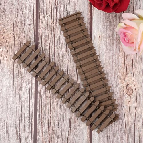 Aolso Valla deJardín en Miniatura Valla de Madera, Valla en Miniatura Flexible, Jardín en Miniatura Decoración de Jardín Valla de Madera, Decoraciones Bricolaje，Marrón - imagen 4