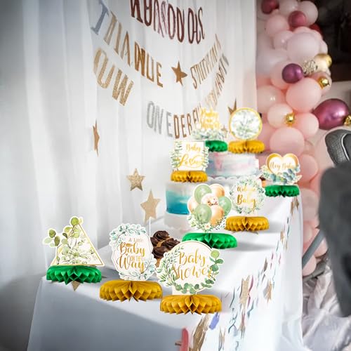 Centres de table nid d'abeille vert décoration fête prénatale sauvage bébé - 8