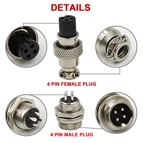 Conector GX12-4P 4 Pines Metal Macho y Hembra Pack 2 miniatura 3