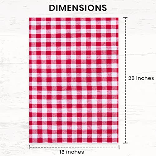 Candy Cottons Set Of 6 Christmas Kitchen Towels, 100% Cotton Dish Towels, With Hanging Loop, Dishcloth Sets For Washing & Drying Dishes, Tea Towels & Hand Towels 18X28, Gingham Check, Red #TOP4