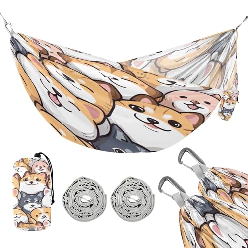 ATTX Cartoon Dogs Cats Camping Hammock - Lightweight & Portable Hammocks, Heavy Duty 330lbs Capacity for Indoor, Hiking, Backpacking, Travel, Backyard, Beach#429