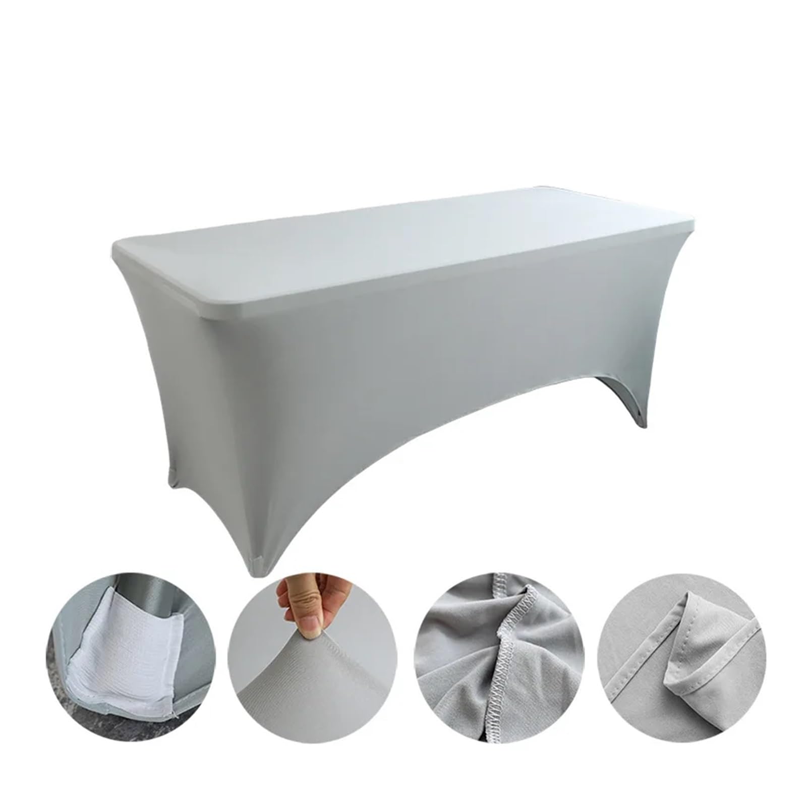 TIYGHI Spandex Tablecloths Spandex Fitted Stretch Table Cover 4-8FT Folding Table Rectangular Cocktail Tablecloth Perfect For Wedding Party Banquet (Color : Gray, Size : 4 FT) โ image 1