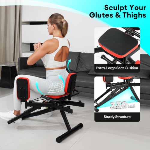 Image of Hip Abductor Adductor Machine, 2-in-1 Glute & Inner Thigh Trainer Home Gym