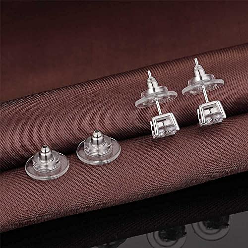Delecoe 925 Sterling Silver Locking Earring Backs Replacements For Diamond Studs,14K White Gold Plated Hypoallergenic Secure Earring Backs 3-Pairs (White Gold) #TOP4