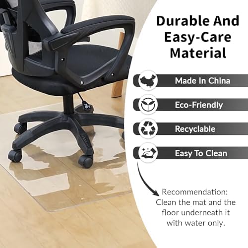 Heavy-Duty Transparent Office Chair Mat 160x180cm - Cuttable Floor Protector for Carpet & Hard Floors, High Heat Resistant, 1.5mm Thick, Durable Desk Chair Mat