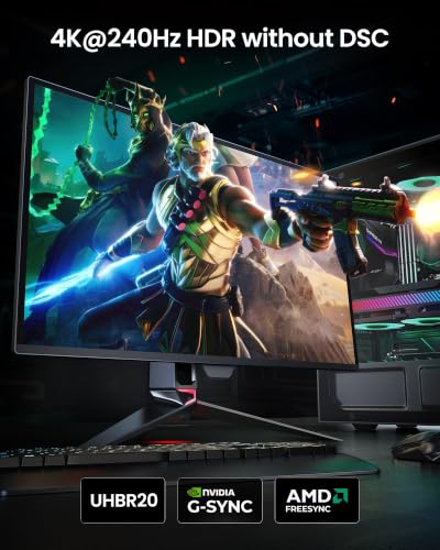 Image of Silkland 80Gbps DisplayPort Cable 2.1 [VESA Certified] 6.6FT /2M, DP80 HDR | 16K@60Hz, 8K@240Hz, 4K@540Hz 480Hz 360Hz 240Hz, DP to DP Cable, DP80, DP 1.4, UHBR20, DSC, HDCP 2.3, Gaming Monitor, 5090