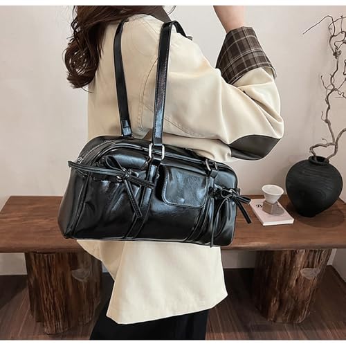 Tote Bag for Women with Bow - Vintage Y2K Faux Leather Shoulder Bag, Multi-Way Carry Purse for Everyday Use4