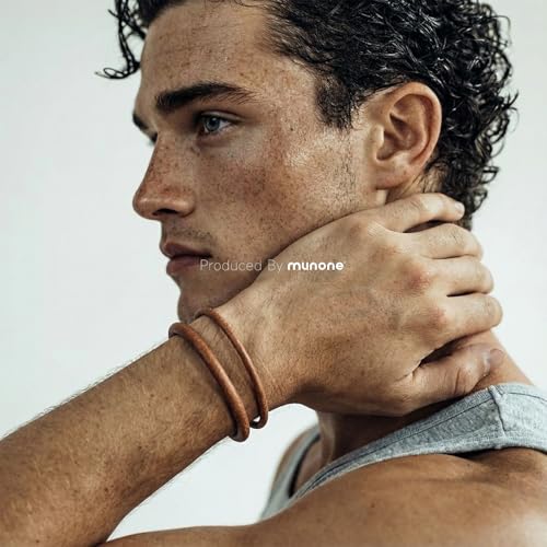 Pulsera de cuero para hombre con cierre impermeable miniatura 6