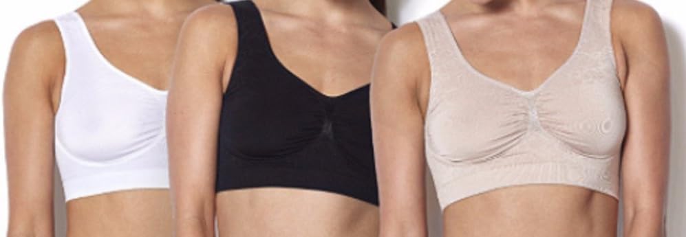 Medium Control Rose Print Comfort Bra Pack of 3 - Neutrals Multi - Small (UK 8-10)