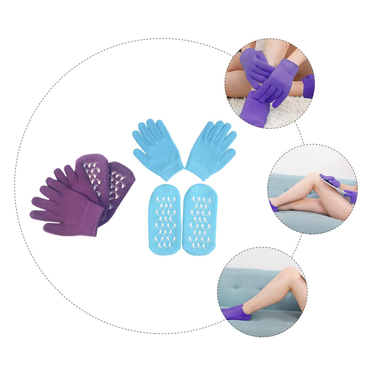 SHERCHPRY Feuchtigkeitsspendende Gel Socken Handschuhe 2 Stück zur Pflege Trockener Haut