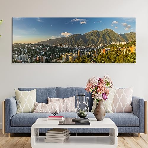 TECUADRA Cuadro El Ávila Caracas Venezuela | Fotografía Panorámica Impresa en Lienzo | decoración cuadros de salón| listo para colgar (45X120)