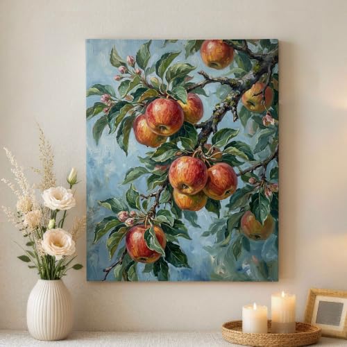 Lienzo decorativo para sala de estar con impresiones botánicas en color rojo