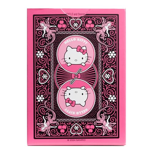 Image of Bicycle Hello Kitty Playing Cards Bundle, Sanrio Black & Pink Hello Kitty and Kuromi Collectible Deck of Cards