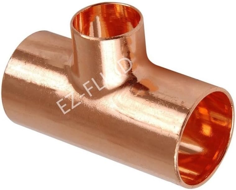 (10-PK) EZ-FLUID Plumbing 1" x 1" x 3/4" C X C X C Copper Reducing Tee,LF Pressure Reducer Tee Fittings with Sweat Solder Connection for Residential,Commercial Pipe