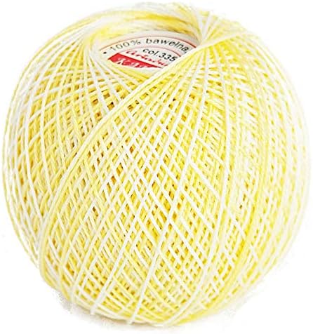 Cotton Crochet Yarn Gradient Colors Double Mercerized Thread 220yd/200m Ball 1.05oz/30g Knitting Tatting Emroidery Size 15 (Multi Lemon 335)