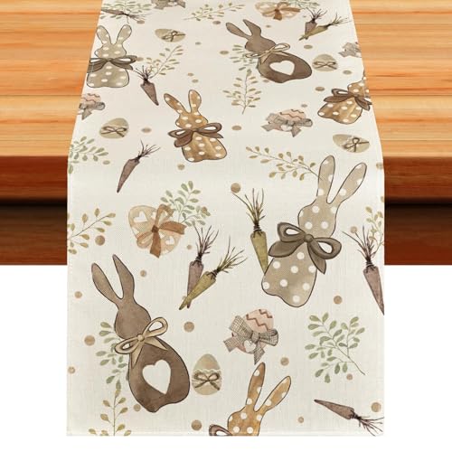 Camino de Mesa de Pascua Conejo, Conejo de Pascua Mantel, 33 x 183cm Mantel de Pascua Mantel de Feliz, Camino de Mesa Primavera, para Decoración de Mesa de Cocina de Primavera, Decoración de Fiestas