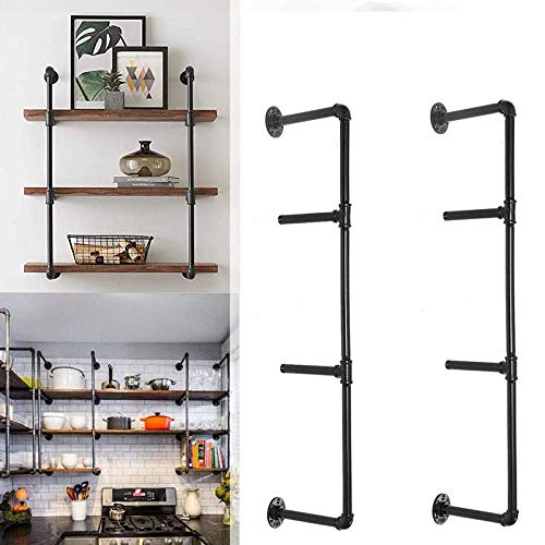 Mensola angolare a tubo industriale, montaggio a parete, rustica, mensole galleggianti per la decorazione domestica, stile steampunk, mensola in legno a 3 ripiani, libreria per bagno o soggiorno